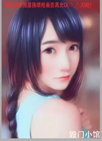 ps结合sai把侧脸美女转为梦幻的手绘效果