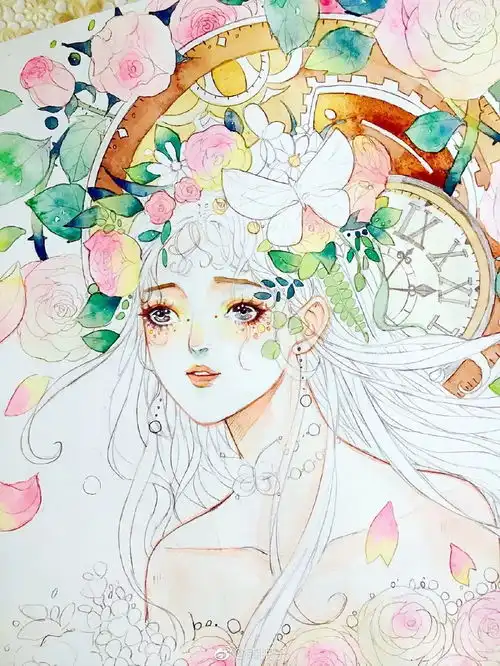 这组超有风格的水彩少女,不仅仅是小清新,还自带飘逸