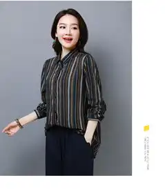 棉麻复古条纹衬衫时尚上衣女p70控115好四季a30311四季星座网
