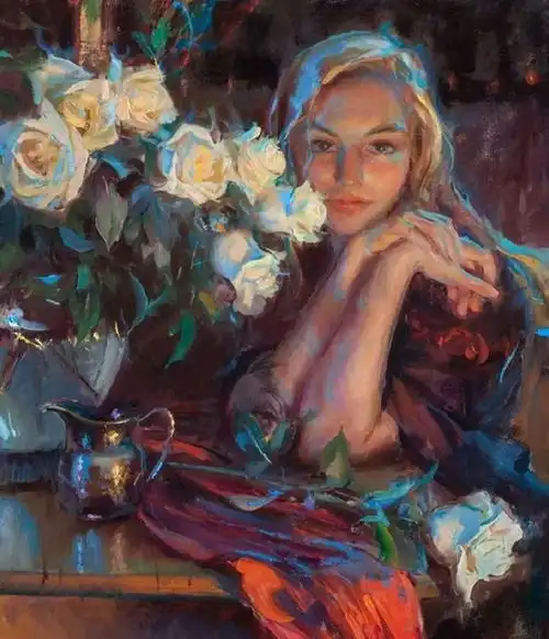超美的油画女孩,真想多看两眼