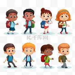 卡通学生玩耍图片卡通学生玩耍图片素材免费下载千库网