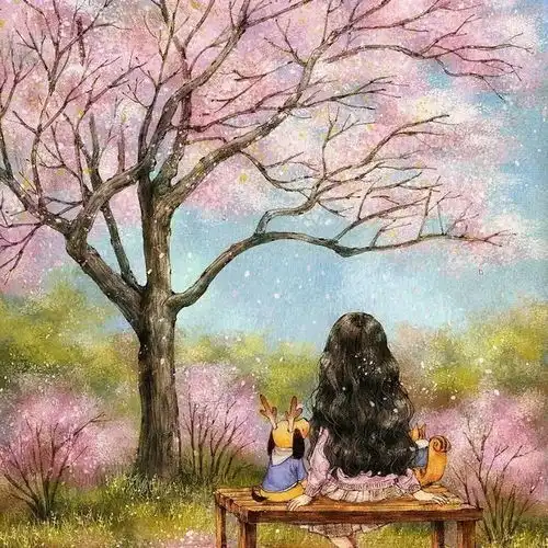 韩国插画师的治愈系作品森林女孩日记,每一张都能当壁纸