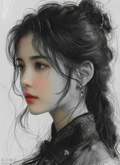手绘美人头像