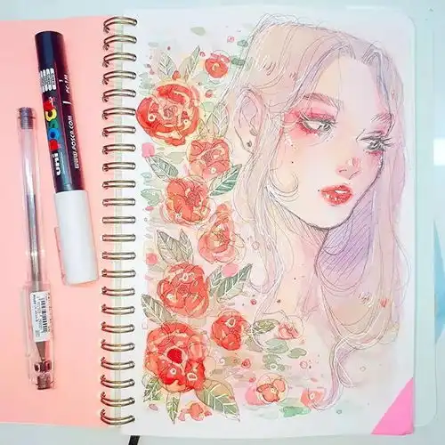 巴西美女插画家凭着绚丽多彩的水彩画实力圈粉15万,笔下古灵精怪的少女美呆了