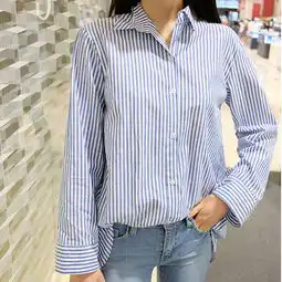 韩国夏后背开叉时尚百搭宽松条纹衬衫女lz40堆糖,美图壁纸兴趣社区