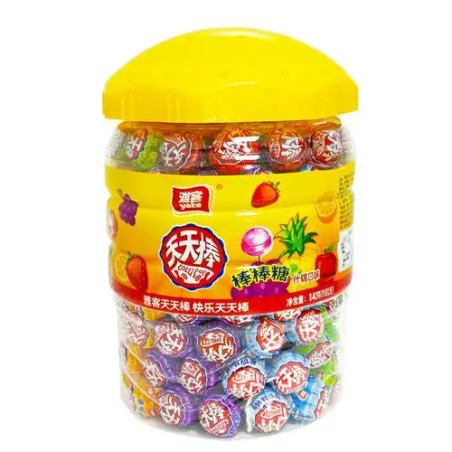 雅客天天棒棒糖散装网红少女心水果味糖果休闲儿童零食桶罐装批发