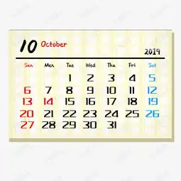 格子款2019年日历10月专用素材图片免费下载千库网