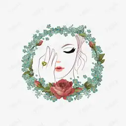 手绘鲜花围绕的美女素材图片免费下载高清效果元素png千库网图片编号7532766