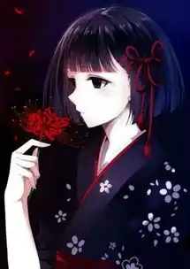 求二次元女头像,最好是上半身手拿红色的花或者是心