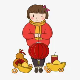 新年手拿灯笼的小女孩图片素材其他格式下载动漫人物大全