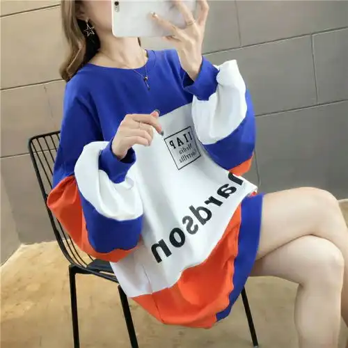 棉质卫衣女圆领2019秋季韩版新款宽松薄款长袖t恤慵懒风大码女装