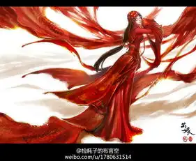 求红衣黑发的霸气女子古风图