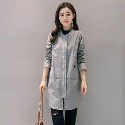 jeanesunp韩版新款春季甜美小香风中长款长袖纯色时尚气质淑女优雅休闲风衣