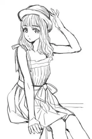 插画手绘二次元美女