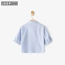 领券50元后219元jeep童装女童短袖衬衫中大童纯棉甜美韩版棉衬衣潮夏装2018新款