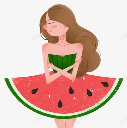 大暑夏天女孩西瓜水果清新手绘插元素免抠png设计图片免费下载页面网页平面电商创意素材大暑素材