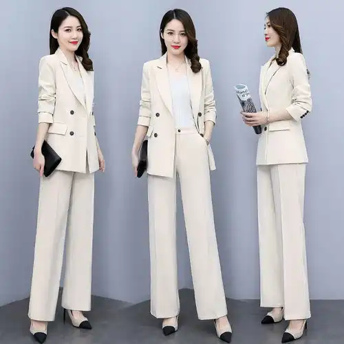 现货,高级感西装套装2024年秋季新款女时尚休闲气质阔腿裤两件套