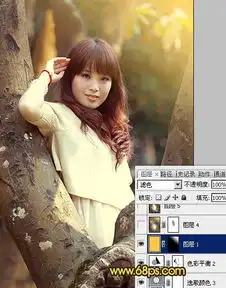 ps调出黄褐色树林女孩写真图片处理教程