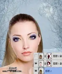 photoshop打造梦幻的蓝色仿手绘美女
