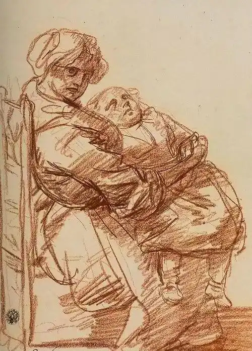 法国画家让巴蒂斯特格勒兹素描作品︱艺术名画