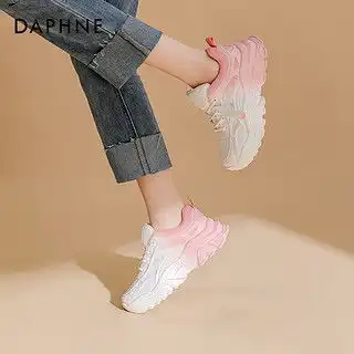 达芙妮超火老爹鞋女2024春季软底增高百搭休闲运动小众复古德训女鞋棕红色37