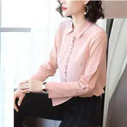 施悦名真丝衬衫2019春季新款气质翻领长袖修身桑蚕丝衬衣女图片大全邮乐官方网站