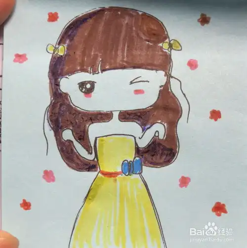 如何绘制一个穿礼服的卡通女孩