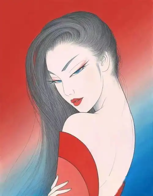日本艺术家画里的东方美人,冷艳典雅