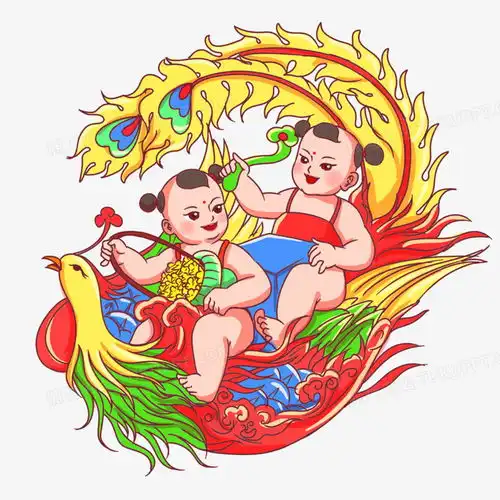 手绘新春吉祥如意凤凰娃娃人物png图片素材免费下载素材png30003000像素