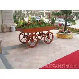 防腐木花车花槽庭院花架木制花车花箱花盆小区花箱植箱