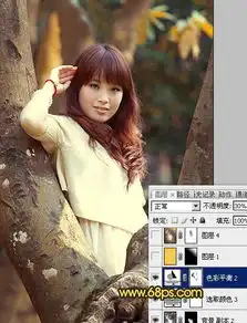 ps调出黄褐色树林女孩写真图片处理教程