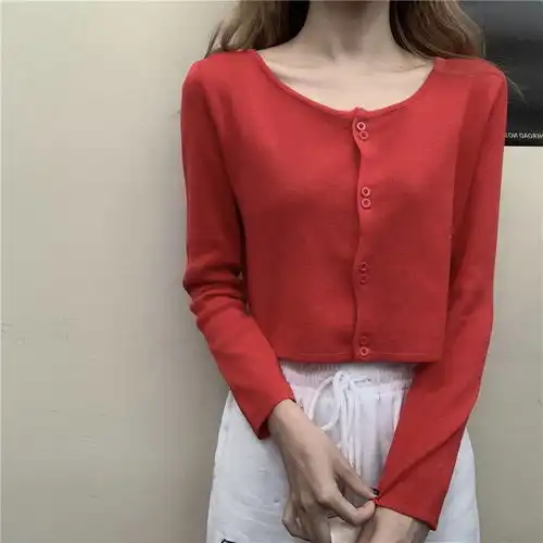 春夏2020新款韩版宽松外穿长袖防晒上衣短款针织开衫女小外套