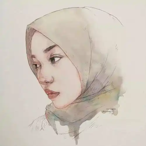 他的钢笔淡彩,寥寥几笔画出了女孩子独有的美