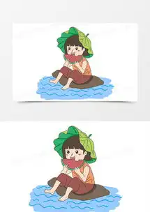 卡通简约可爱夏季爱吃西瓜的女孩png图片素材免费下载psd格式熊猫办公