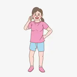 打电话女孩手绘卡通小清新01图片素材其他格式下载动漫人物大全