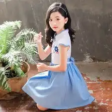 2019女童新款女童汉服连衣裙3813中大童唐装旗袍汉风连衣裙童装