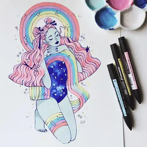 美的不要不要的手绘美女,绚烂如繁星