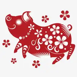 眼睛发光的剪纸猪图片免费下载高清png素材图精灵
