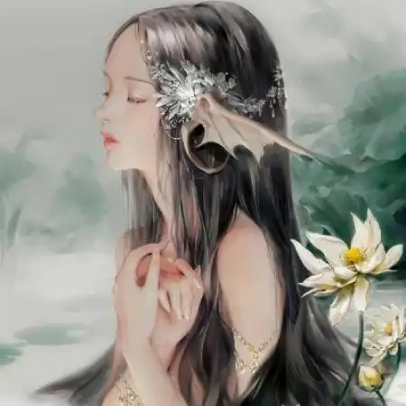 二次元手绘唯美插画女生头像,手绘美女非常的清晰的