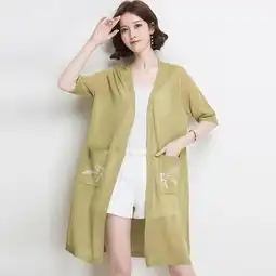2018夏季新款女装中长款印花针织衫开衫s8560
