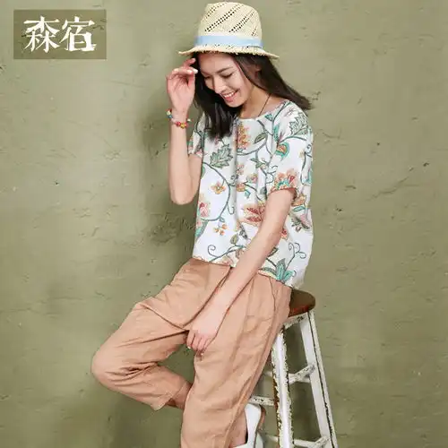 森宿歌声里夏装女宽松花朵印花灯笼袖前短后堆糖,美图壁纸兴趣社区