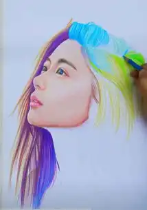 美术生手绘亚洲第一美女,看到这五颜六色的头发,网友你是谁