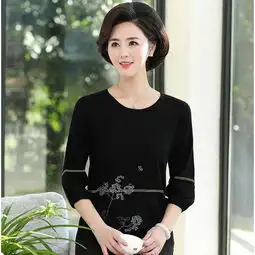 2019新款春装长袖针织衫女装4050中老年人妈妈装春季上衣打底衫xq