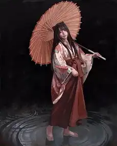 油画日系和风少女