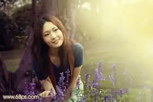 photoshop调出树林美女图片温馨的黄紫色