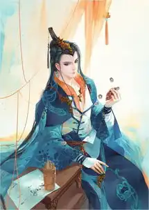 英俊帅气的古风美男手绘插画