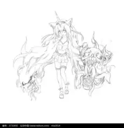 卡通美少女火王线描图片素材图片免费下载编号3731850红动网