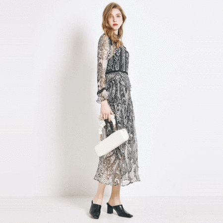 施悦名色真丝连衣裙女2020新款春夏装气质蕾丝荷叶边桑蚕丝裙子a图片大全邮乐官方网站