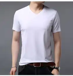 莫代尔棉打底衫体恤半袖男士上衣服夏季短袖t恤男韩版潮流v领牌服
