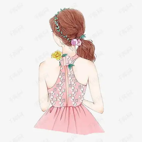 卡通手绘美女背影素材图片免费下载高清png千库网图片编号9508439